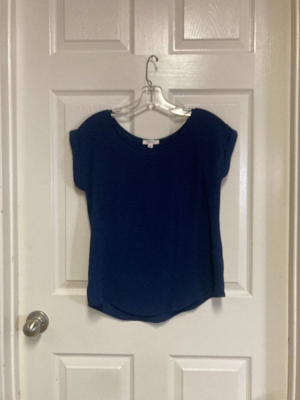 MINE Short Sleeve Casual Blouse Top blue size small Women's